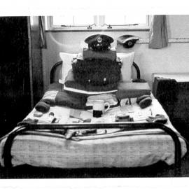 Pete Curnow's bed set out for kit inspection