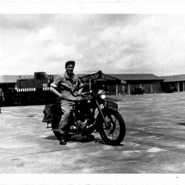 Peter Cunrow astride his 500cc TRW Triumph