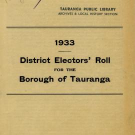 District Electors' roll for the Borough of Tauranga, 1933