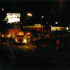 Historic Village Taioma tug bow shifting at night