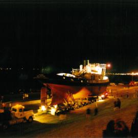 Historic Village Taioma tug shifting at night