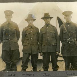 Four friends and brothers outside a tent