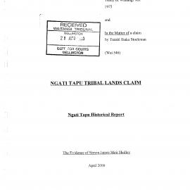 Ngāti Tapu Historical Report