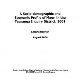 A Socio-demographic and Economic Profile of Māori in the Tauranga Inquiry District, 2001