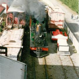 Historic Village locomotive from railway station roof c. late-1990s