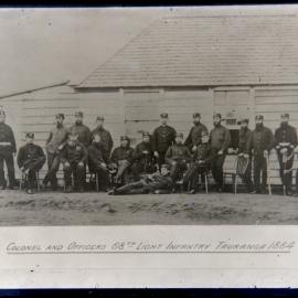 Copy of negative of 68th Regiment officers in front of Officers' Mess