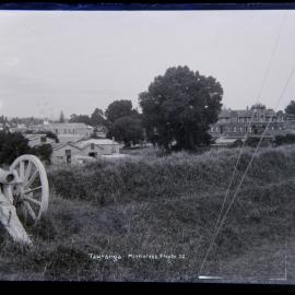 View of Post Office from Monmouth Redoubt, incl Armstrong Gun.
