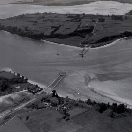 Aerial view of Maungatapu Causeway 1958