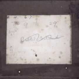 Photograph of aspect of glass plate storage box. Annotation on enclosure: Rabbit Island.