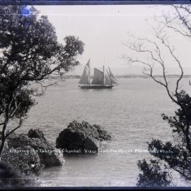 "Clearing the Tauranga Channel. View from the Mount"