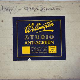 Photograph of aspect of glass plate storage box.