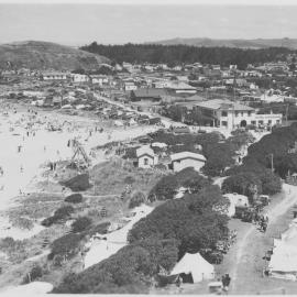 Ocean beach , Mount Maunganui from Mauao, c. 1950s