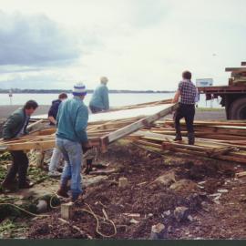 Dismantling the Tilby Boatshed, 1992