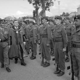Freedom of the city: Bob Owens inspecting the battalion