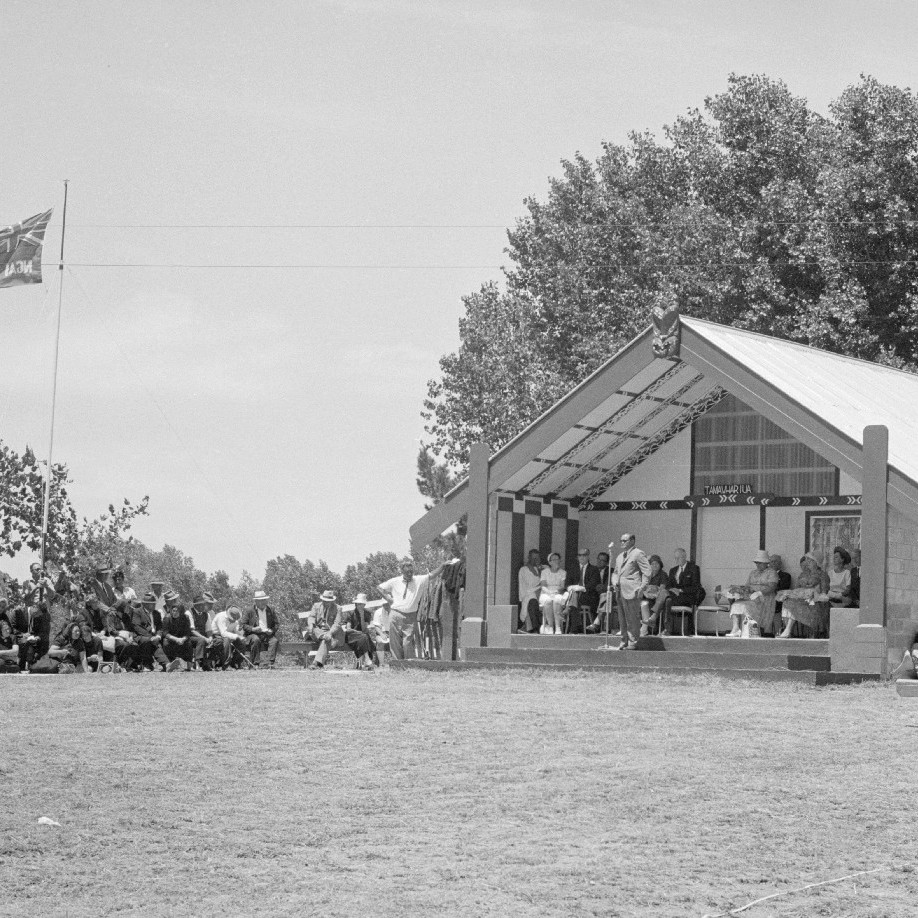 Opening of new wharenui at Te Rereatukahia marae, 1969 (Event)