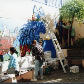 Mural in library courtyard 1993