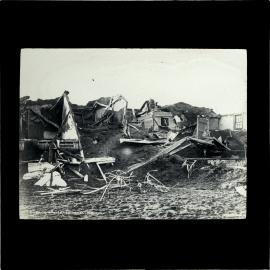 Ruins of MacRae's Hotel, Wairoa, after Tarawera eruption, 1886