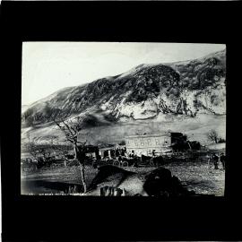 Ruins of MacRae's Hotel, Wairoa, after Tarawera eruption, 1886