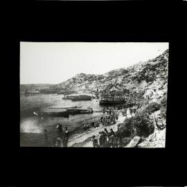 Landing supplies and soldiers at ANZAC Bay, Gallipoli