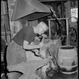 Tauranga Museum Opened. Charlie Haua with the old forge