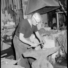 Tauranga Museum Opened. Charlie Haua with the old forge