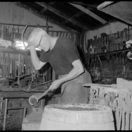 Tauranga Museum Opened. Charlie Haua with the old forge