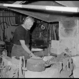 Tauranga Museum Opened. Charlie Haua with the old forge