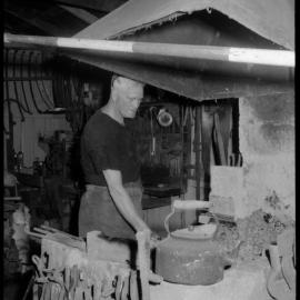 Tauranga Museum Opened. Charlie Haua with the old forge