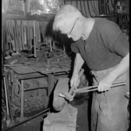 Tauranga Museum Opened. Charlie Haua with the old forge