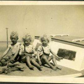 Skinner children on boat, Katikati WWII