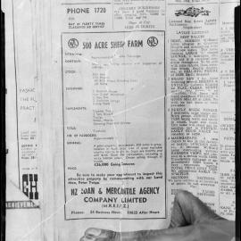 Reproduction - NZ Loan & Mercantile Agency ad in newspaper