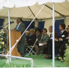 Kaumātua speaking at the opening of the Waikareao Expressway