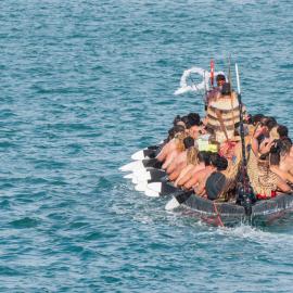 Tākitimu being paddled