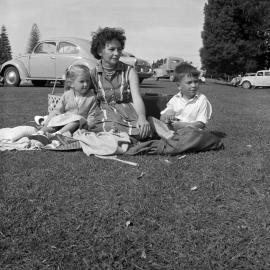 Watching cricket at Tauranga Domain, 1960