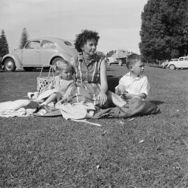 Watching cricket at Tauranga Domain, 1960