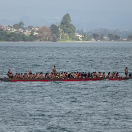 Tākitimu waka being paddled