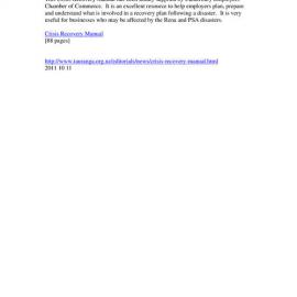 Tauranga Chamber of Commerce Crisis Recovery Manual October 11 2011