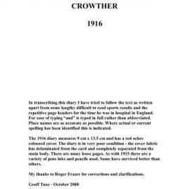 The WWI 1916 diary (transcript) of Roy Crowthe