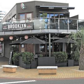 The Brooklyn Patio and Eatery  at 53 The Strand on the SW Corner with Hamilton Street