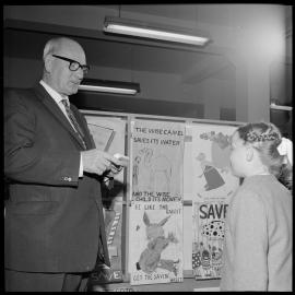 Savings Poster competition prize winners. Mr Mitchell & Heather Stevenson.