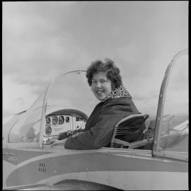 Miss Shirley Faull. Solo flight in Tauranga Aero Club aircraft. 