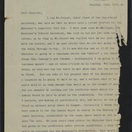 Letter from MAG to Sinclair, 15 September 1936