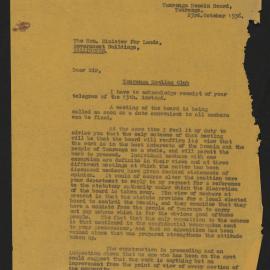 Letter from the Hon. Secretary of the Tauranga Domain Board to the Hon, Minister for Lands