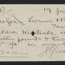 Payment request and receipt from J. E. Grace, licensed interpreter