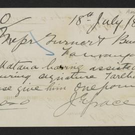 Payment request and receipt from J. E. Grace, licensed interpreter