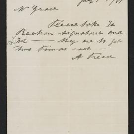 Letter from Alfred Preece to Mr Grace