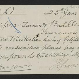 Payment request and receipt from J. E. Grace, licensed interpreter