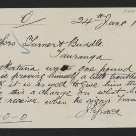 Payment request and receipt from J. E. Grace, licensed interpreter