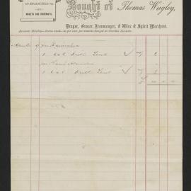 Invoice from Thomas Wrigley to Turner and Buddle