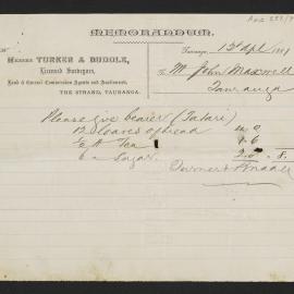 Memorandum from Turner and Buddle to John Maxwell of Belfast Bakery